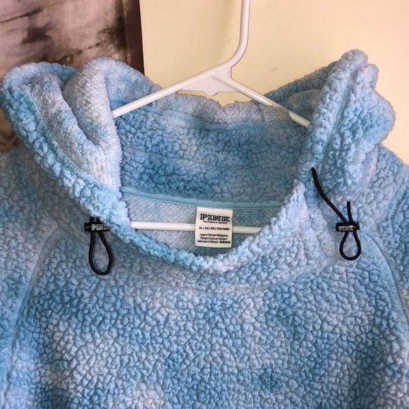 Victoria’s Secret PINK Sherpa Cowl Neck Pullover Sweater Retro Sky Blue - Picture 3 of 5